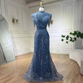 2025 Blue Mermaid Pink Elegant Beaded Short Tassel Luxury Evening Dresses Gowns for Woman Wedding Party LA72417