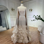 Luxury Mermaid Nude Evening Dresses with Cape Sleeves LA72317A