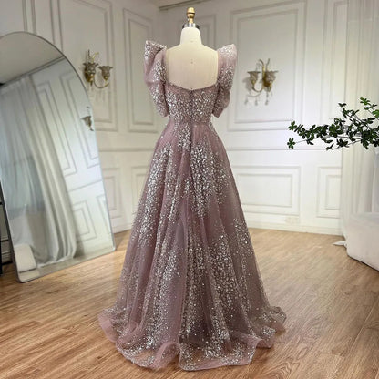 Glitzerndes Limettengrünes Luxus-Abendkleid aus Dubai, Verlobung, Arabisch, LA72447