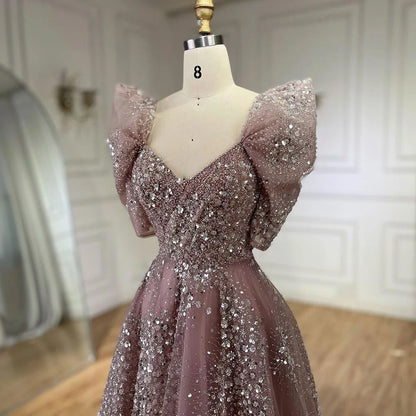 Glitzerndes Limettengrünes Luxus-Abendkleid aus Dubai, Verlobung, Arabisch, LA72447