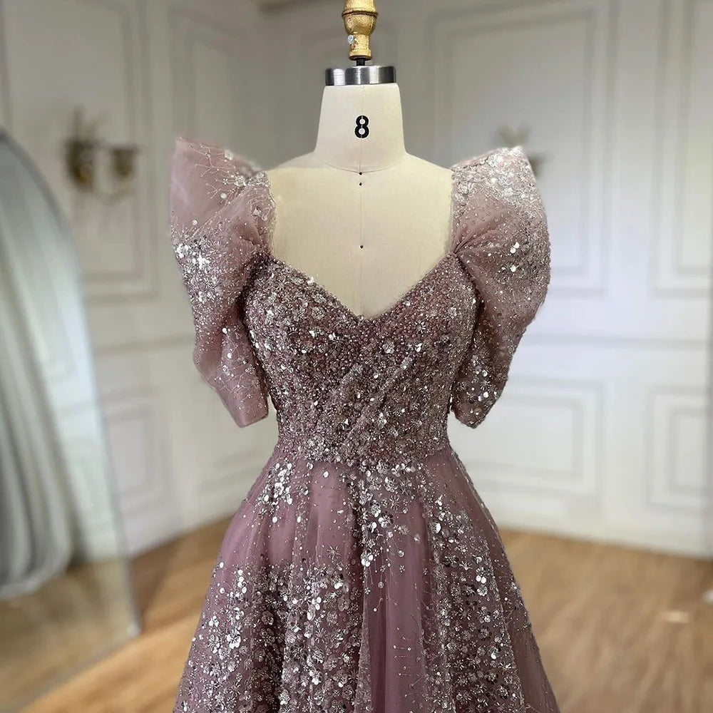 Glitzerndes Limettengrünes Luxus-Abendkleid aus Dubai, Verlobung, Arabisch, LA72447