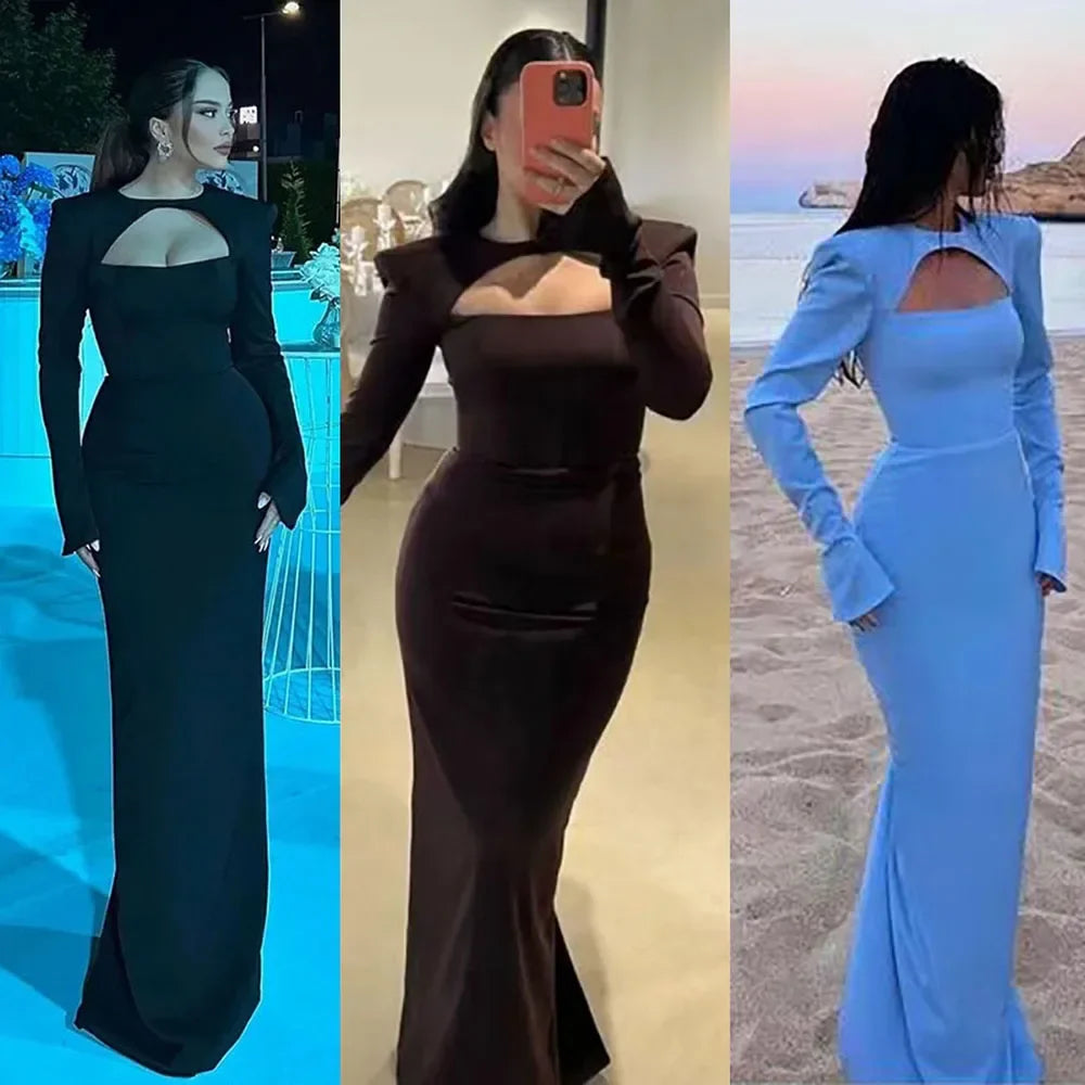 2025 Dubai Blue Satin Mermaid Black Luxury Arabic Lace up Evening Dresses Gowns for Women Wedding Party LA72416