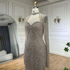 2025 Luxury Dubai Nude Sweetheart Mermaid Beaded Evening Gowns with Back Split for Women's Party LA72560A
