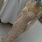 2025 Nude Mermaid Luxury Pearls Beaded Arabic Evening Gowns for Formal Occasion Dress LA72648