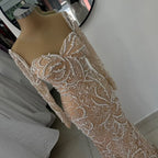2025 Nude Mermaid Luxury Pearls Beaded Arabic Evening Gowns for Formal Occasion Dress LA72648