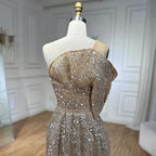 2025 Nude One Shoulder Split Beaded Dubai Luxury Mermaid Evening Dresses Gowns for Women Wedding Party LA72385