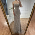2025 Saudi Caramel Beaded Spaghetti Strap Arabic Mermaid Evening Dress Gown for Formal Occasion LA72733
