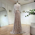 Vestido de noche de lujo de dos piezas con cuentas color nude LA72462