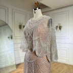 Vestido de noche de lujo de dos piezas con cuentas color nude LA72462