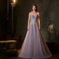 2025 Arabic Lilac A-Line Beaded Strapless Evening Dresses Gowns for Formal Occasion LA72832