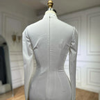 2025 Arabic White Beaded Satin Saudi Mermaid Evening Dresses Gowns for Formal Occasion LA72815