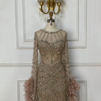 Luxury Mermaid Evening Dress with Feather Cape Sleeves LA72708A