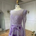 2025 Muslim Elegant Lilac Beaded A Line Evening Gown for Formal Occasion LA72847