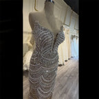 2025 Nude Silver Beaded Evening Gown with Sparkling Crystal Embellishments for Formal Occasion LA72900
