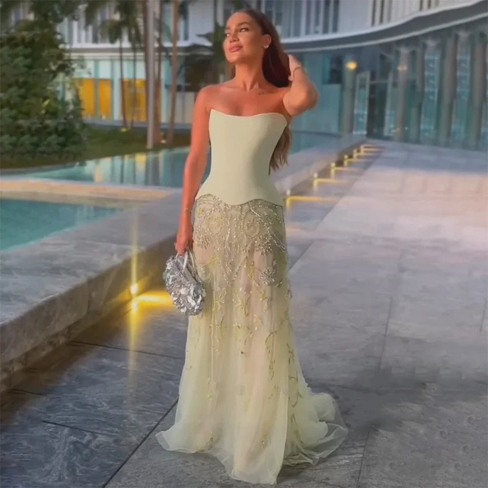 Vestido de noche árabe de lujo para boda, elegante vestido de fiesta formal LA72809