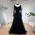 Arabien Blau Meerjungfrau Elegant Mit Überrock Luxus Dubai Abendkleider Kleider Für Frauen Hochzeit Party 2025 LA71653E 