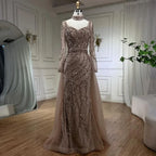 Arabien Blau Meerjungfrau Elegant Mit Überrock Luxus Dubai Abendkleider Kleider Für Frauen Hochzeit Party 2025 LA71653E 