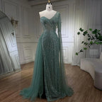 Arabisch Blau Elegantes Meerjungfrau Abendkleid mit Perlenrock - Luxuriöses Damen Hochzeits-Partykleid 2025 LA72174 