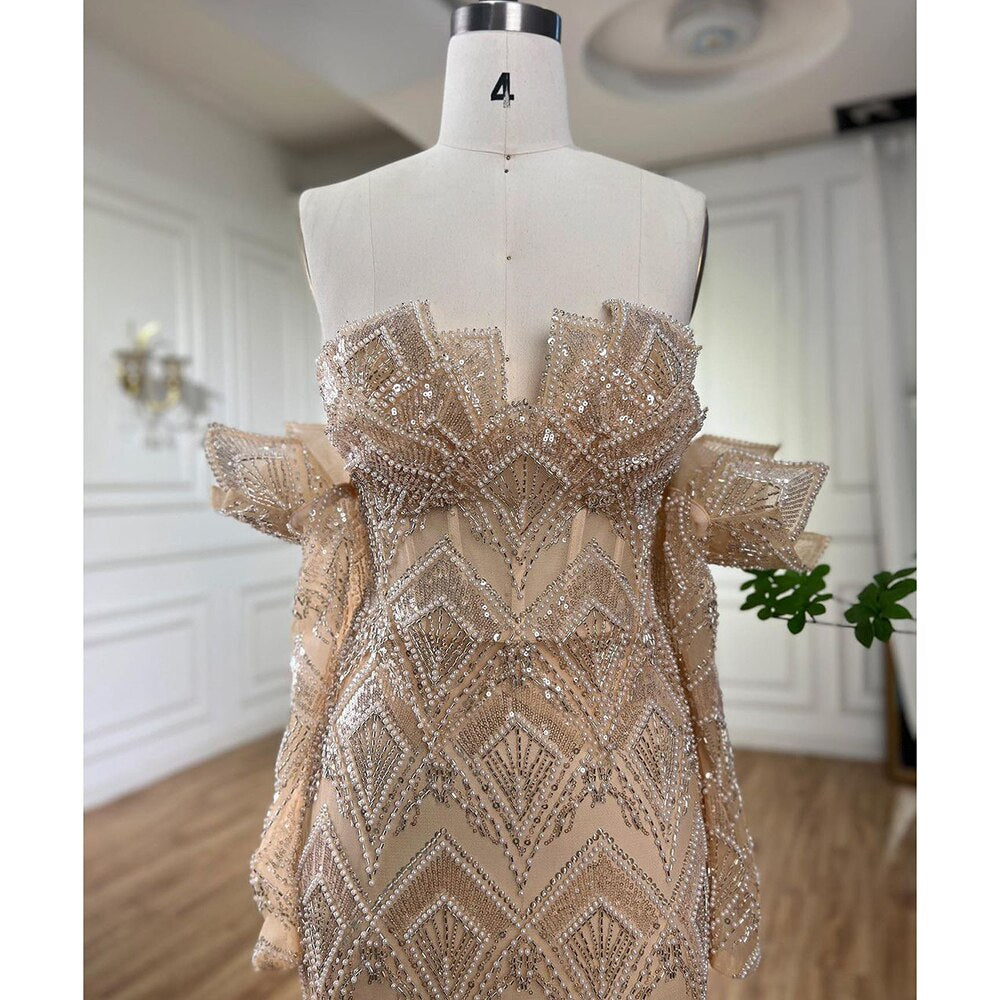 Luxury Mermaid Off Shoulder Evening Dresses for Wedding Party LA71908