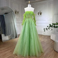 Arabic Beige Strapless Beaded Elegant A Line Long Evening Dresses Gowns For Women Wedding Party 2025 LA72009
