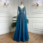 Arabic Black A Line Cape Sleeves V Neck Beaded Long Evening Dresses Gowns For Women Wedding Party 2025 LA71960