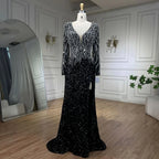 Arabisch Schwarz Elegante Meerjungfrau Perlen Luxus Abendkleider Kleider für Frauen Hochzeit Party 2025 LA72220 