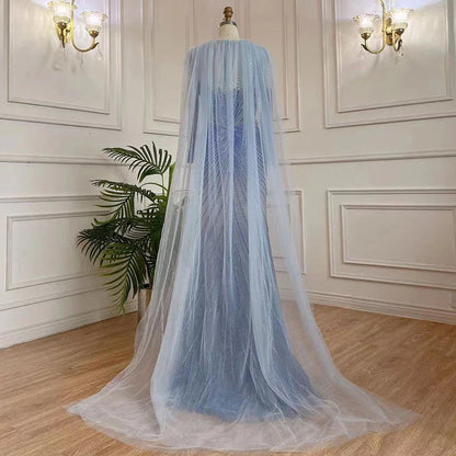 Arabisch Blau Meerjungfrau Elegante Abendkleider Kleider Lange 2025 Perlen Luxus Für Frauen Party LA71846 