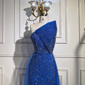 Arabic Blue Sexy Strapless High Split Luxury Beaded Dubai Evening Dresses For Women Wedding Party 2025 LA71921