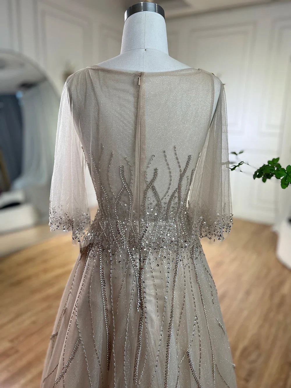 Arabisch Karamell EINE Linie Dubai Abendkleider Kleider 2025 Perlen Luxus Für Frauen Hochzeit Party LA72252 