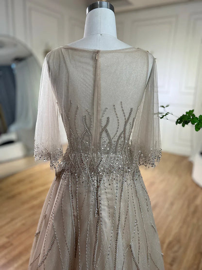 Arabisch Karamell EINE Linie Dubai Abendkleider Kleider 2025 Perlen Luxus Für Frauen Hochzeit Party LA72252 