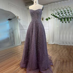 Arabic Caramel A-Line Elegant Strapless Luxury Beaded Long Evening Dress for Women - Wedding Party 2025 LA72147