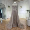 Arabic Caramel Beaded Overskirt Dubai Mermaid Evening Gown Luxury Dresses for Woman's Wedding Party LA72362A