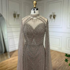 Luxury Nude Mermaid Evening Dress with Cape Sleeve LA72233A