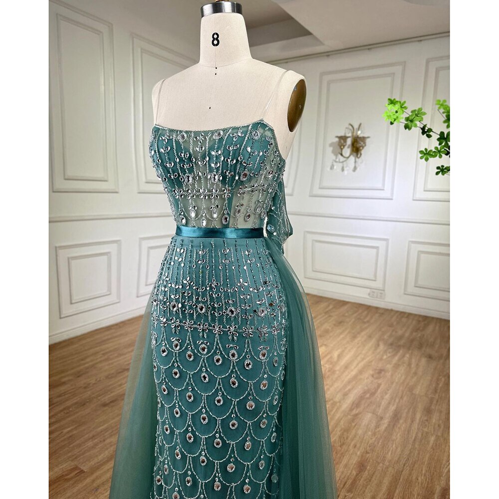 Luxuriöses Champagner-Meerjungfrau-Arabisches Abendkleid für Hochzeitsfeier LA71922