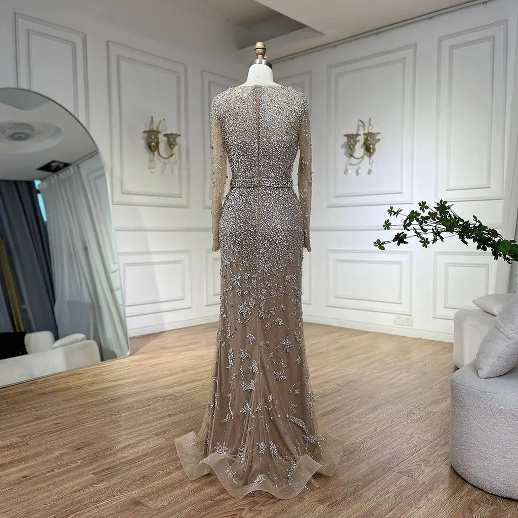 Arabisch Karamell Meerjungfrau Schatz Perlen Luxus Dubai Abendkleider Kleider Für Frauen Hochzeit Party 2025 LA72465 