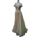 Arabic Cyan Mermaid Beaded Luxury Dubai Evening Dresses Gowns Sexy Strapless 2025 For Women Wedding Party LA72207