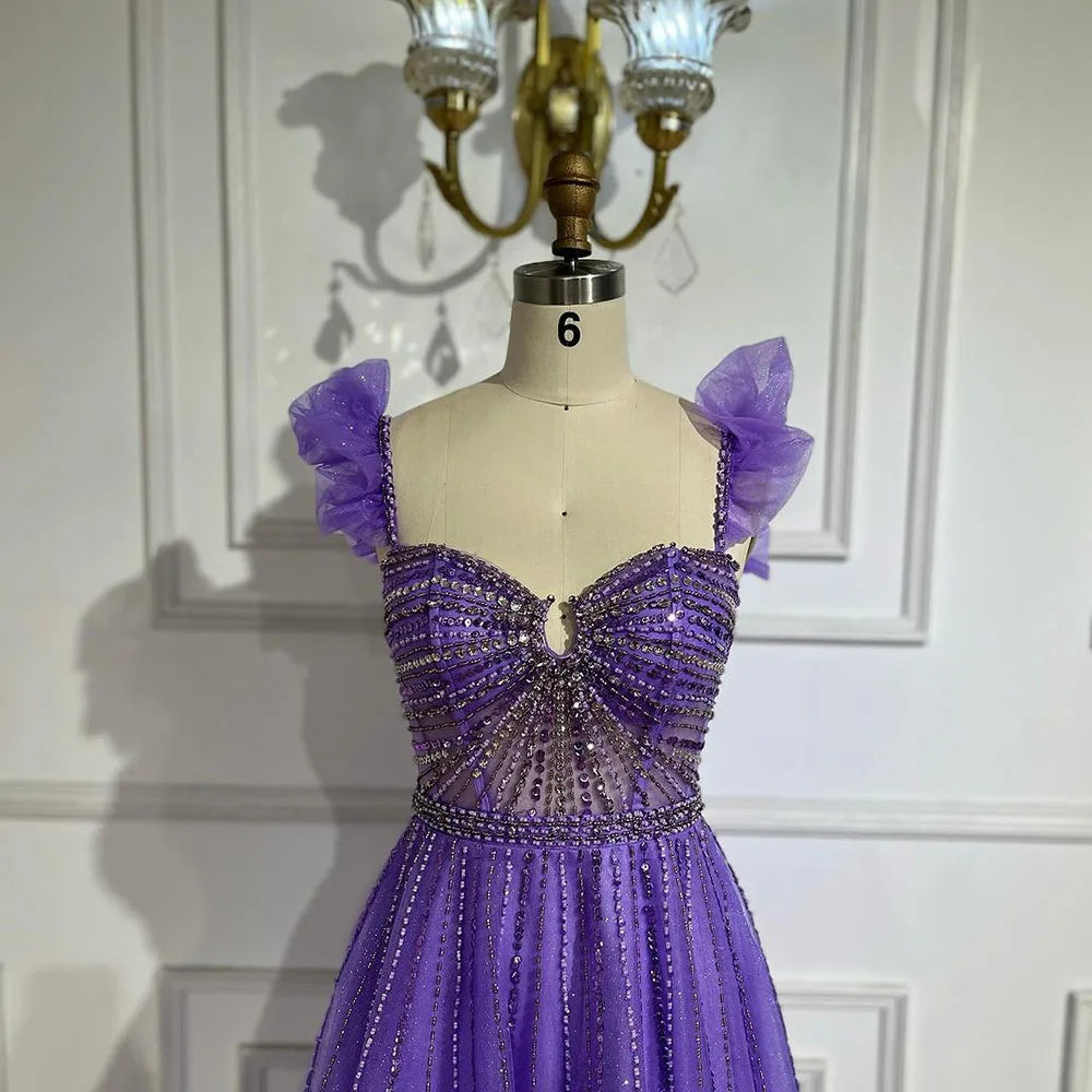 Arabisches elegantes pfirsichfarbenes Perlen-A-Linien-Abendkleid 2025 mit U-Boot-Ausschnitt, Luxuskleid für Frauen, langes Partykleid LA72324
