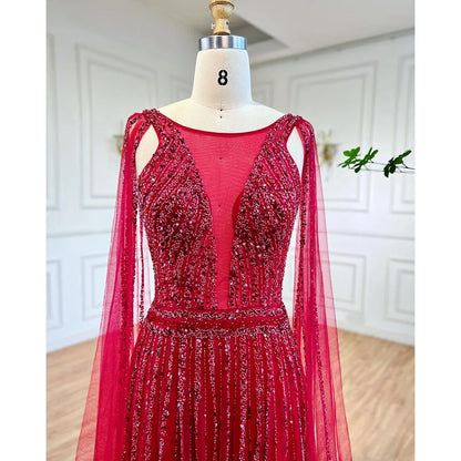 Vestidos de noche largos de lujo estilo Dubái, con mangas acampanadas y corte A en dorado árabe, para mujer, para fiesta de bodas, LA71941 