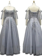 Arabisch Grau EINE Linie Luxus Dubai Abendkleider Kleider 2025 Perlen Lace Up Für Frauen Hochzeit Party LA72256 