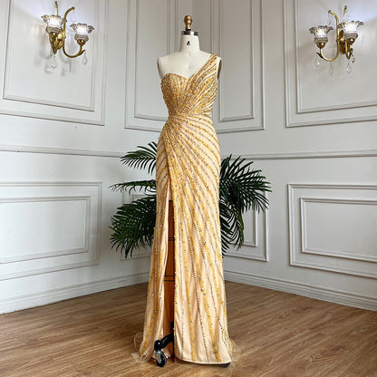 Vestido de noche largo estilo sirena, elegante, sexy, con abertura alta y cuentas, estilo árabe, verde, para mujer, para fiesta de boda, LA71779A 