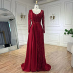 Arabisch Grüne Meerjungfrau Elegante Satin Spitze Perlen Luxus Dubai Abendkleider Kleider Für Frauen Hochzeit Party LA71860A 