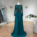 Arabisch Grüne Meerjungfrau Elegante Satin Spitze Perlen Luxus Dubai Abendkleider Kleider Für Frauen Hochzeit Party LA71860A 