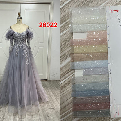 Abendkleid im Meerjungfrau-Stil mit Perlenbesatz und Quaste in Silber und Lila LA71814
