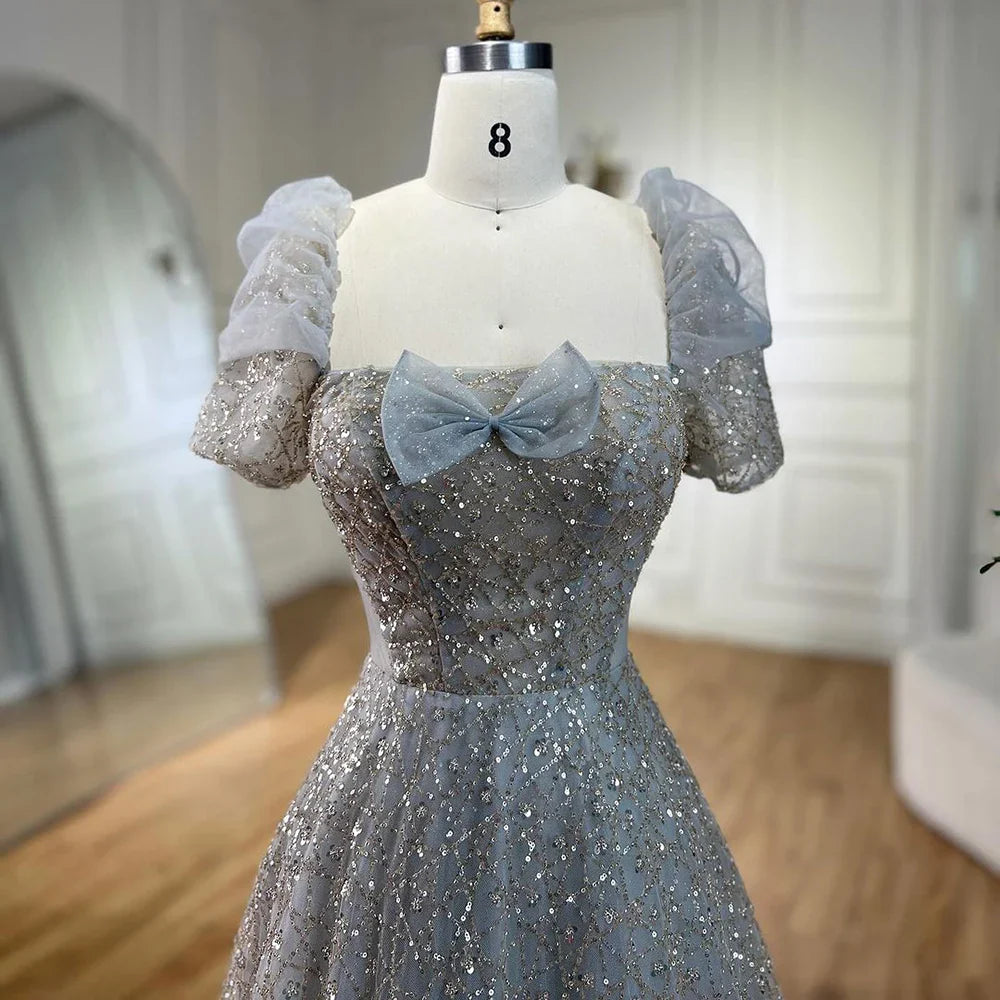 Elegante vestido de noche árabe lila, corte A, corto, sin mangas, de lujo, con cuentas, para mujer, boda, fiesta, 2025, LA72273 