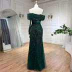 Vestidos de noche de lujo estilo sirena árabe con un solo hombro y cuentas, estilo Dubái, para mujer, para boda, fiesta, 2025, LA72161 