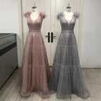 Arabisches rosa A-Linien-Abendkleid mit luxuriösen Perlen und Federn für Damen – Hochzeitsfeier 2025 LA72608 