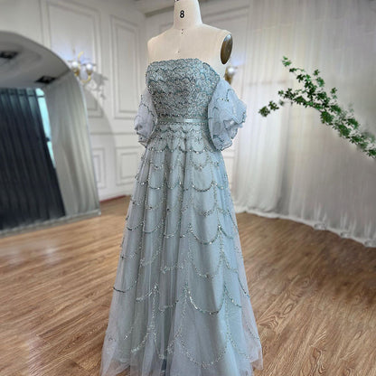 Vestido de noche largo, elegante, estilo sirena, sexy, sin tirantes, con cuentas, color rosa árabe, para mujer, para fiesta de boda 2025 LA72130 