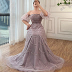 Arabisch Rosa Elegante Meerjungfrau Sexy Trägerlosen Perlen Lange Abendkleider Für Frauen Hochzeit Party 2025 LA72130 