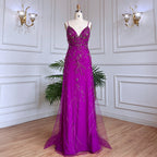 Vestido de noche largo estilo sirena árabe rosa, sexy, con tirantes finos y cuentas, para mujer, para boda, fiesta, LA71963 
