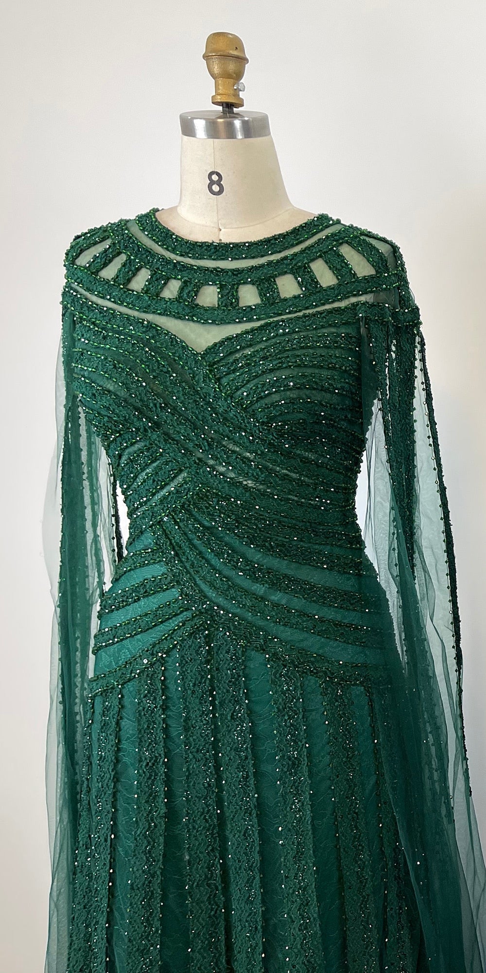 Vestido de noche elegante de sirena morada con mangas estilo capa y encaje con cuentas, estilo árabe, para mujer, para fiesta de bodas, LA71926 